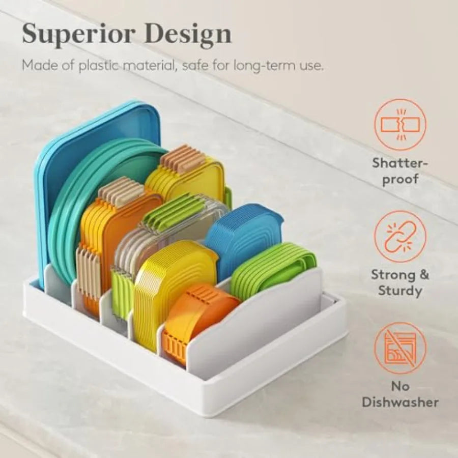 Adjustable Food Container Lid Organizer