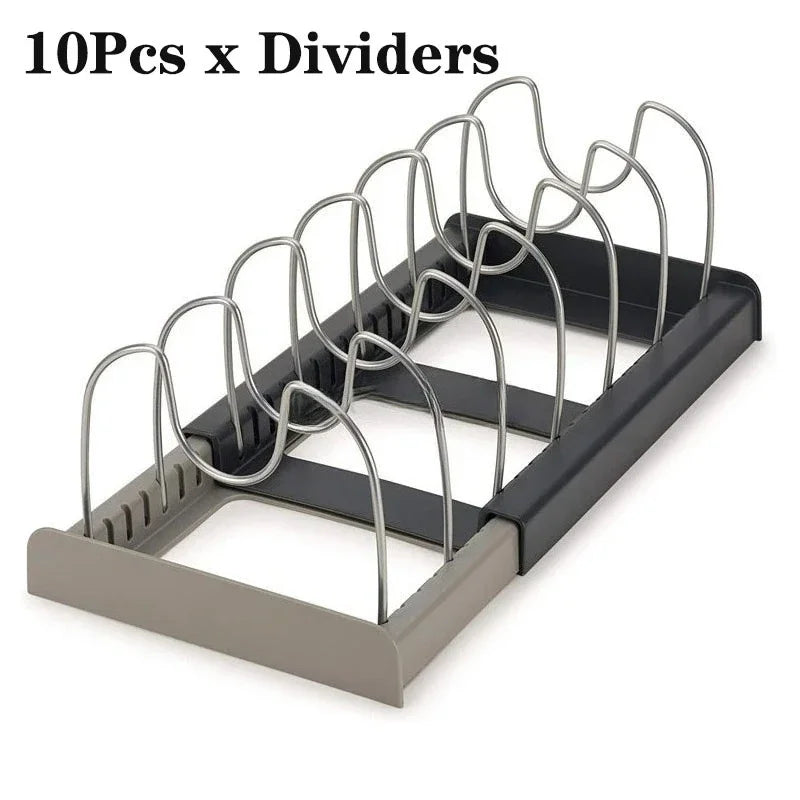 Expandable 7-Slot Pot & Lid Organizer