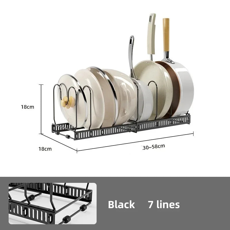 Adjustable Pot, Pan & Lid Organizer Rack