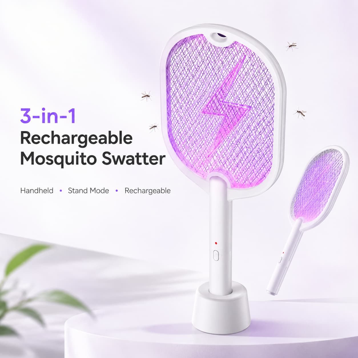 3-in-1 Rechargeable Electric Mosquito Swatter