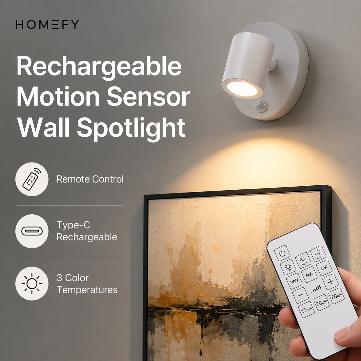 Rechargeable Motion Sensor Wall Spotlight