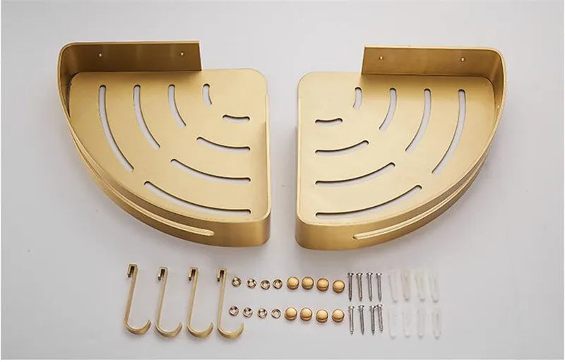 Brushed Gold Wall-Mounted Bathroom Shelf