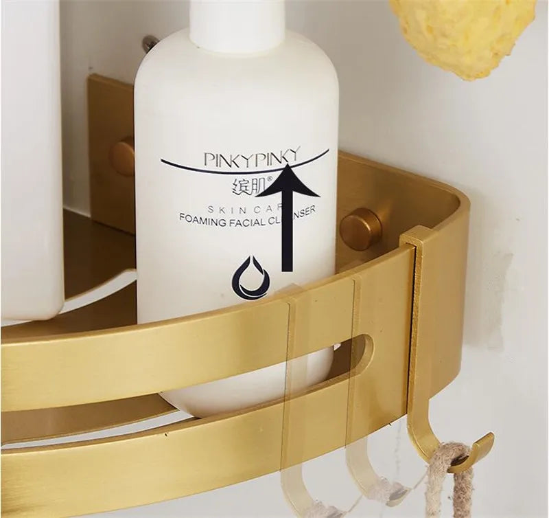 Brushed Gold Wall-Mounted Bathroom Shelf
