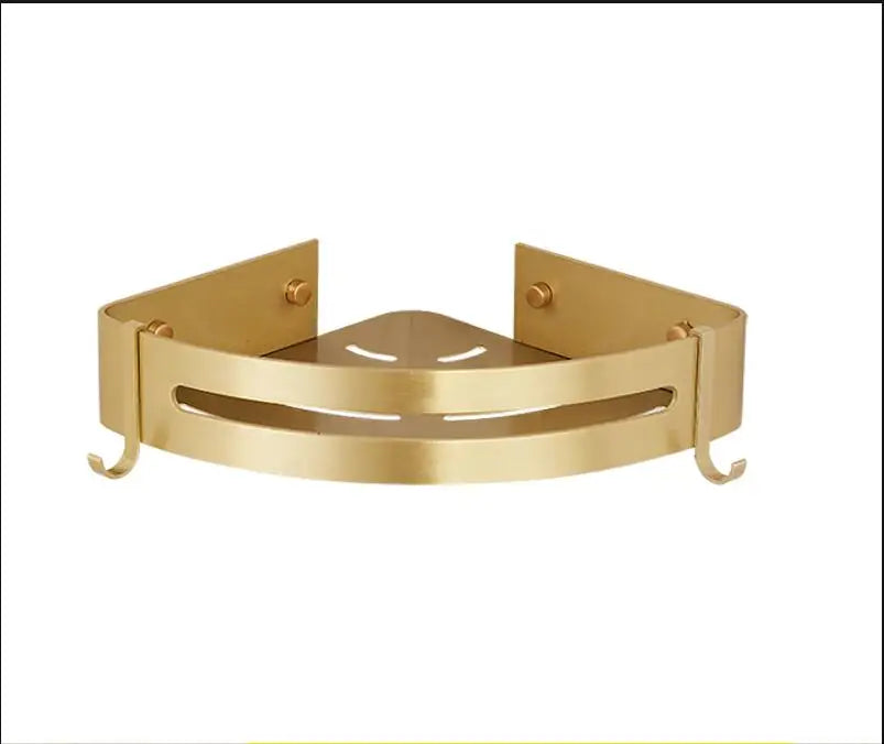 Brushed Gold Wall-Mounted Bathroom Shelf