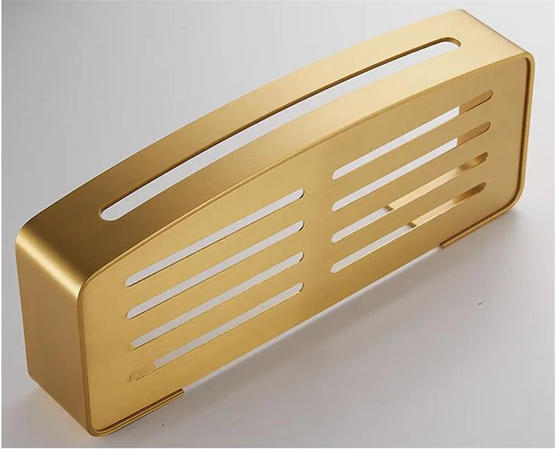 Brushed Gold Wall-Mounted Bathroom Shelf