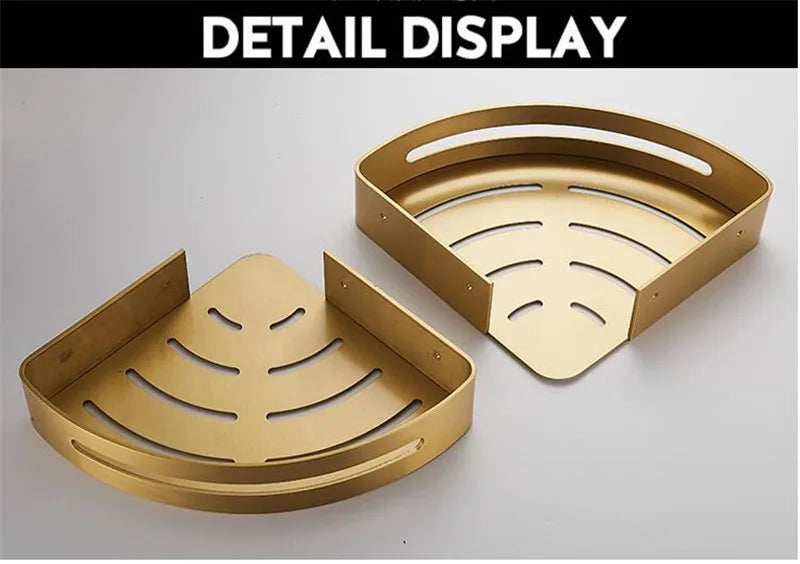 Brushed Gold Wall-Mounted Bathroom Shelf
