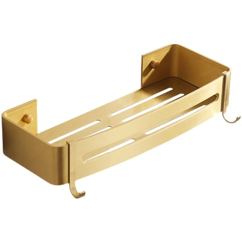 Brushed Gold Wall-Mounted Bathroom Shelf