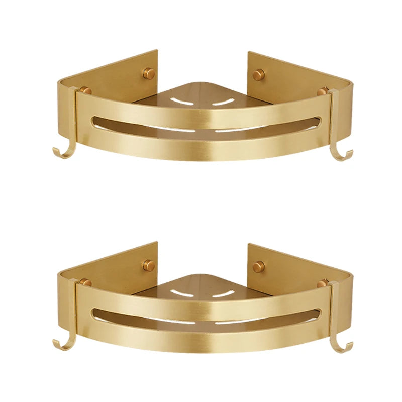 Brushed Gold Wall-Mounted Bathroom Shelf