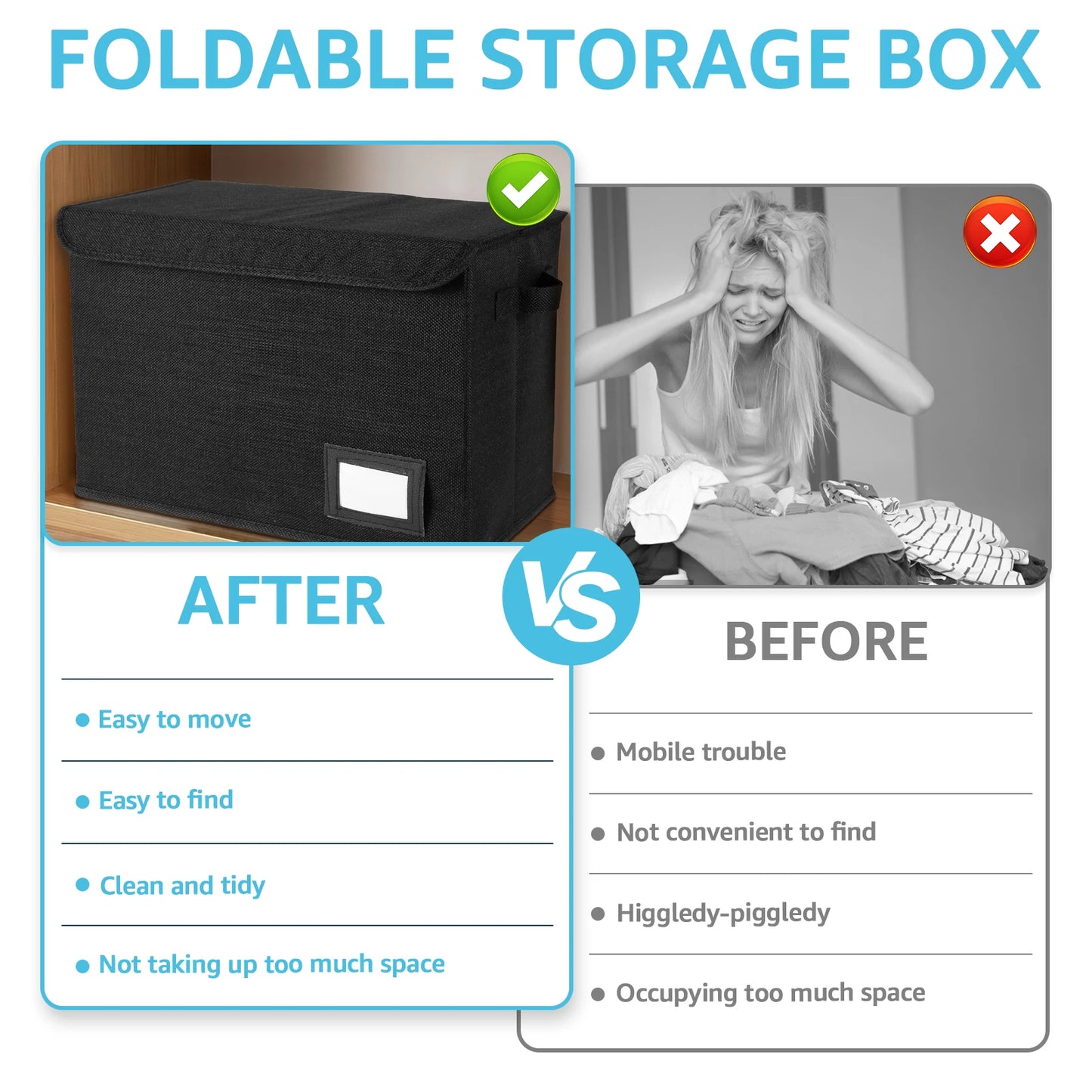 Foldable Storage Bin with Label Slot