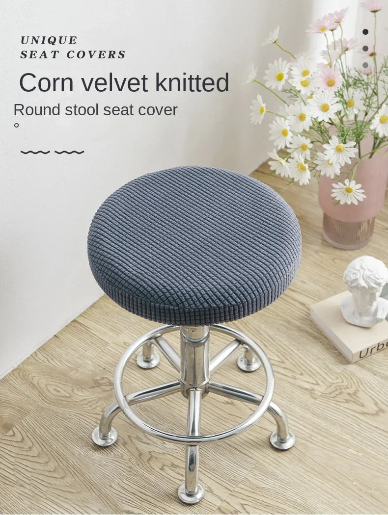 Stretch-Fit Round Stool Seat Cover