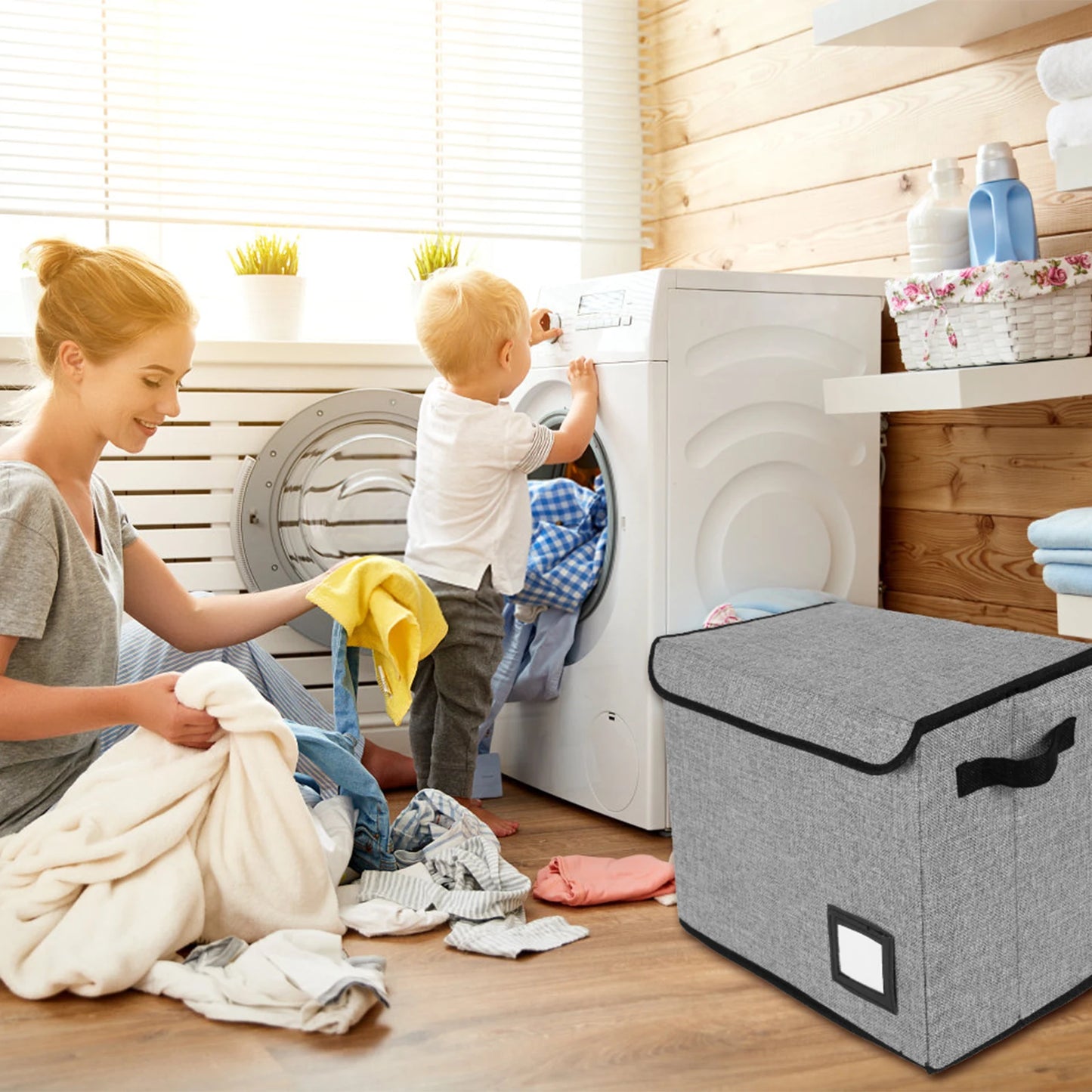 Foldable Storage Bin with Label Slot