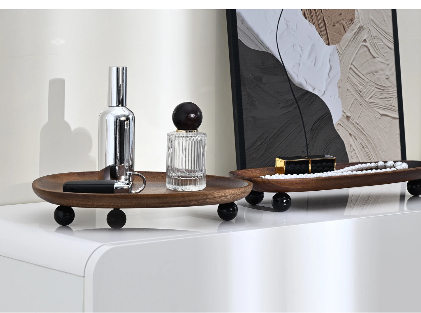Organic-Shaped Wooden Display Tray