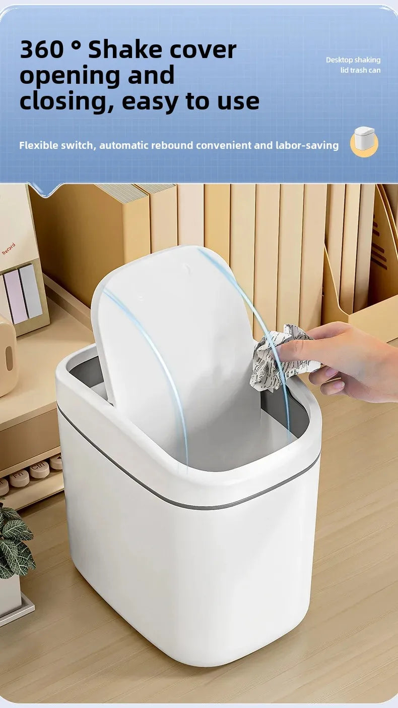 Mini Swing-Lid Desktop Trash Can