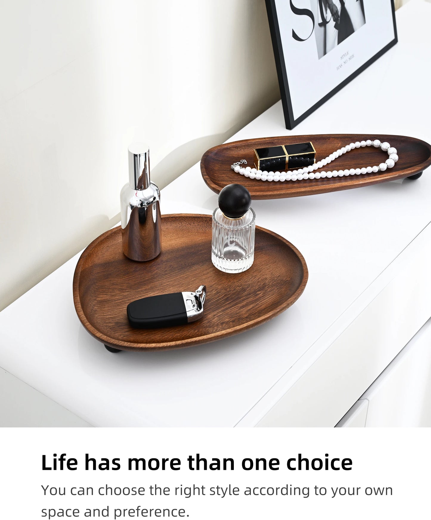 Organic-Shaped Wooden Display Tray