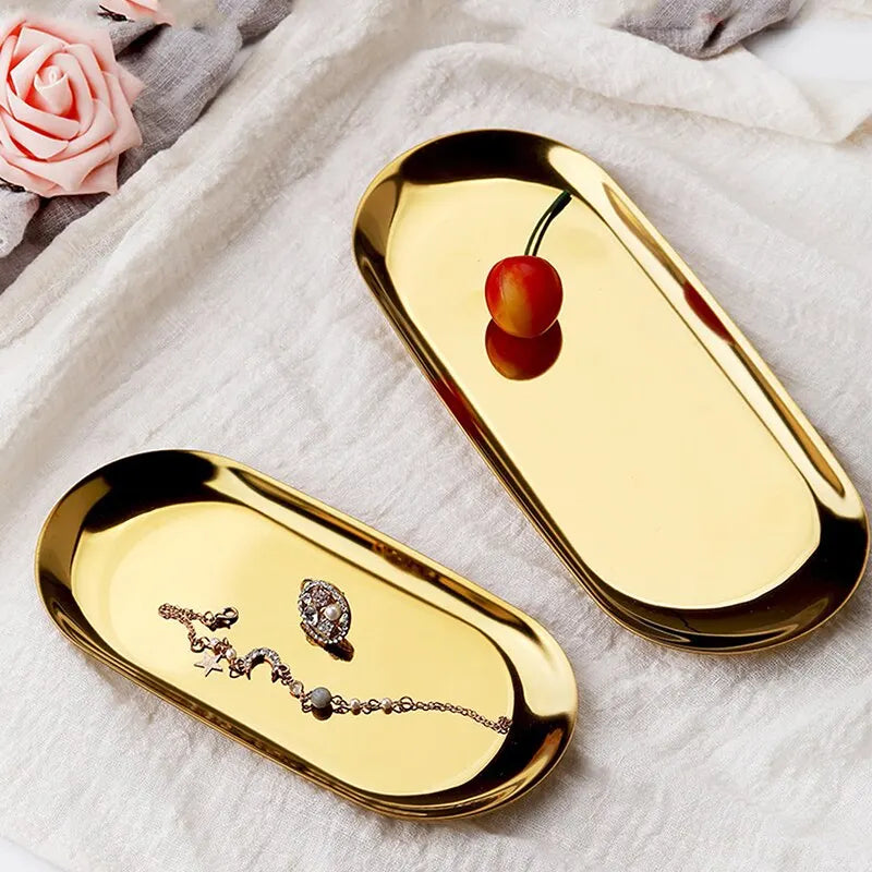 Oval Metal Jewelry & Vanity Tray