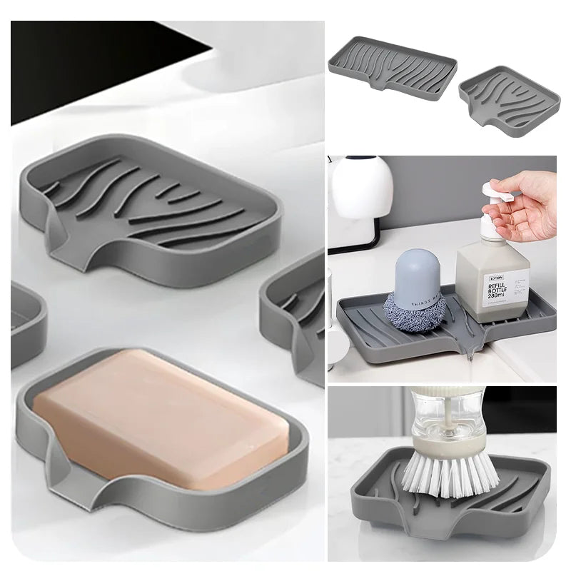 Quick-Drain Silicone Soap & Sponge Tray