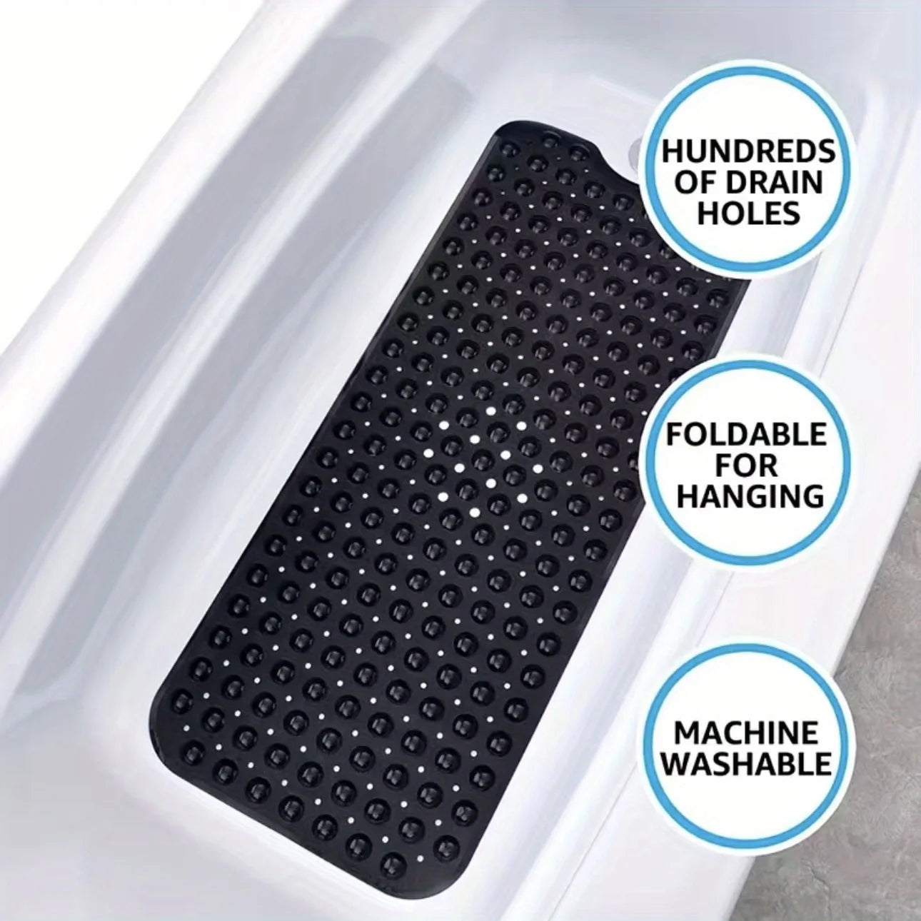Non-Slip Bathtub Mat with Drain Holes