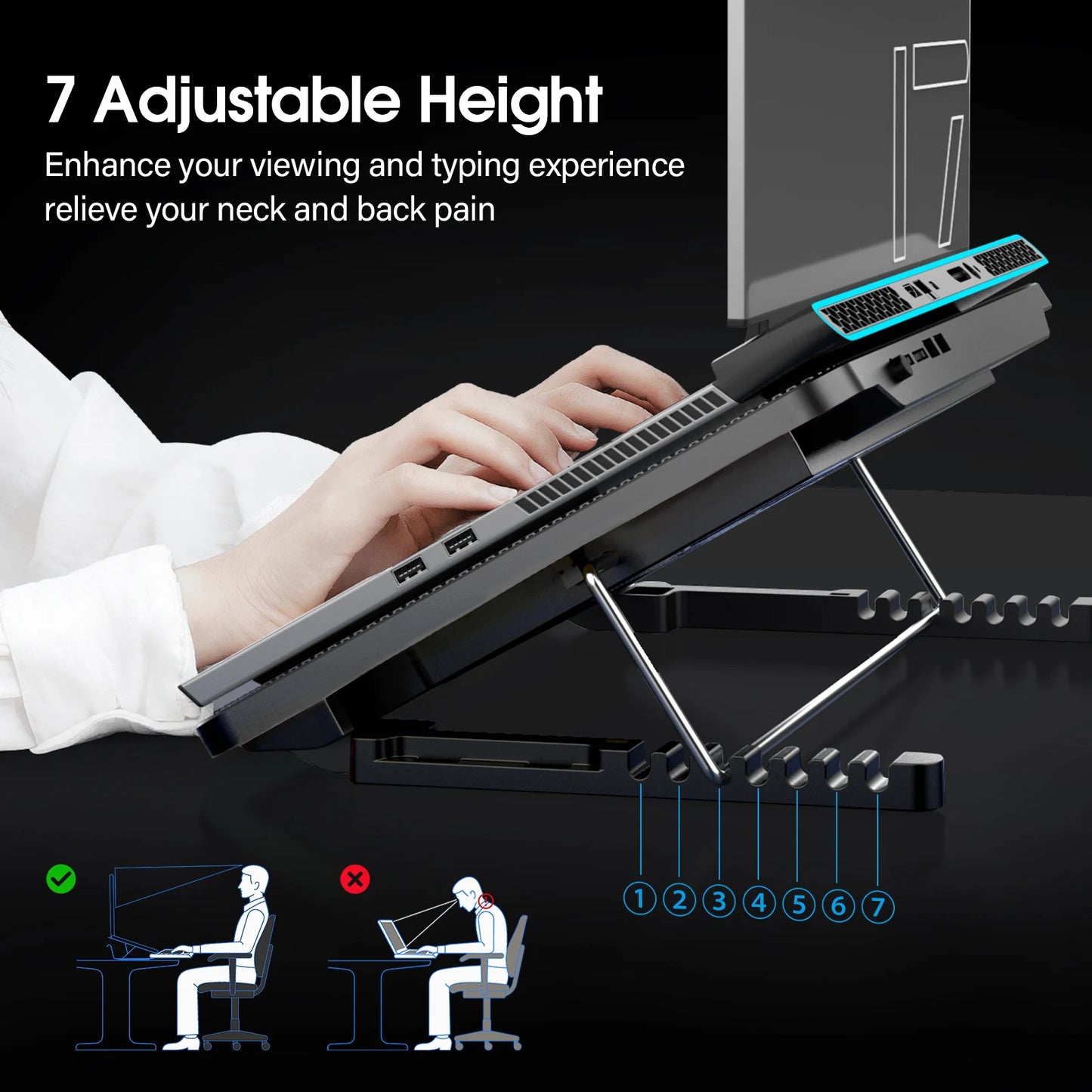 6-Fan Adjustable Laptop Cooling Stand