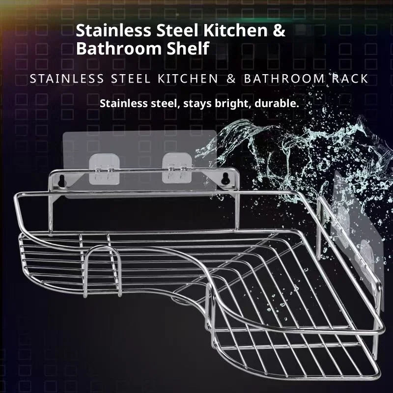 Dual-Tier Stainless Steel Corner Shelf