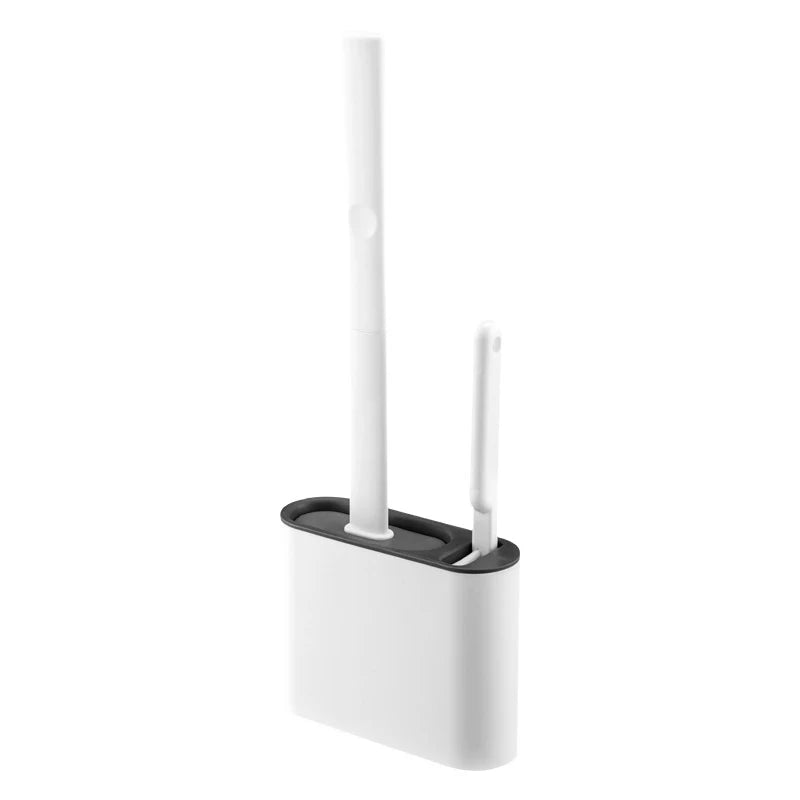 Flat-Head Silicone Toilet Brush Set
