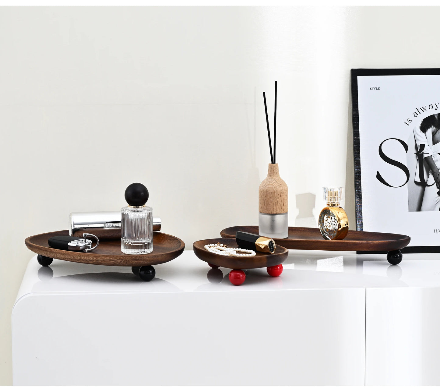 Organic-Shaped Wooden Display Tray