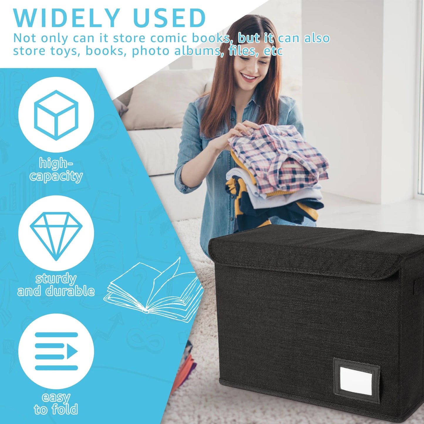 Foldable Storage Bin with Label Slot