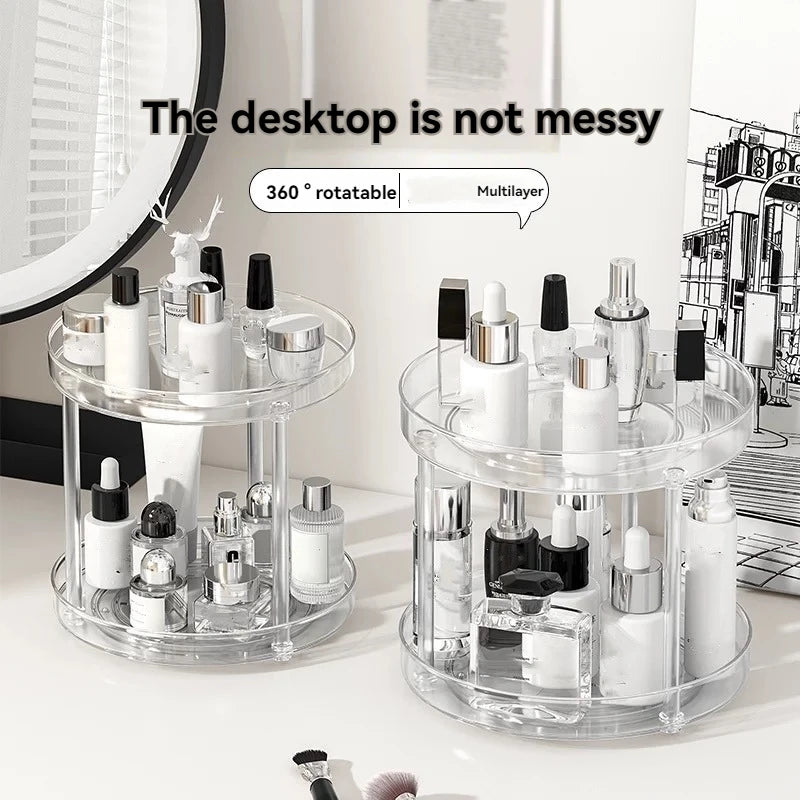 Transparent rotating tiered kitchen storage rack