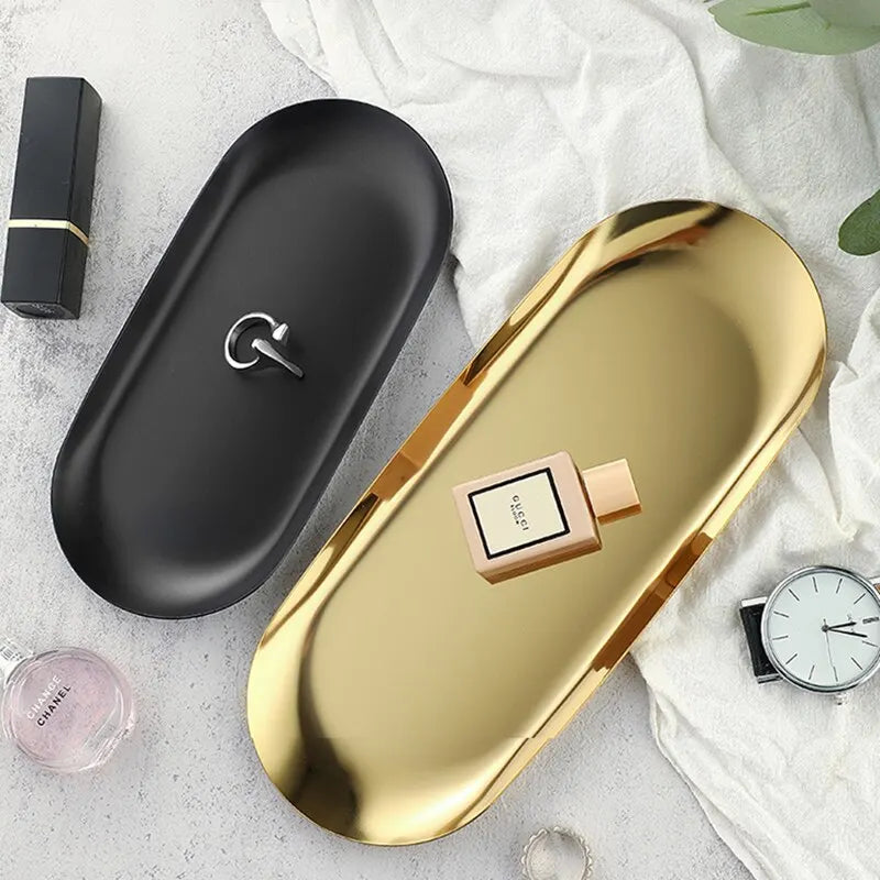 Oval Metal Jewelry & Vanity Tray