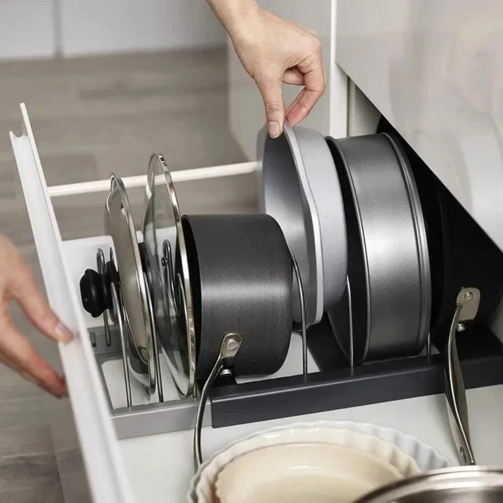 Expandable 7-Slot Pot & Lid Organizer