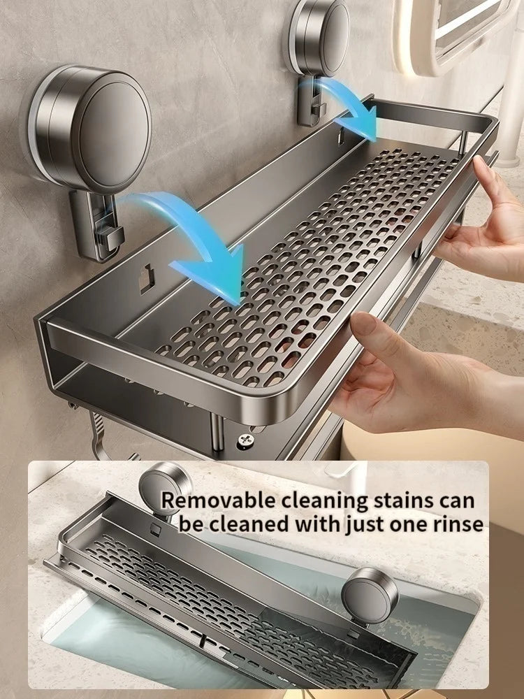 [Duplicate] Suction-Cup Aluminum Bathroom Shelf