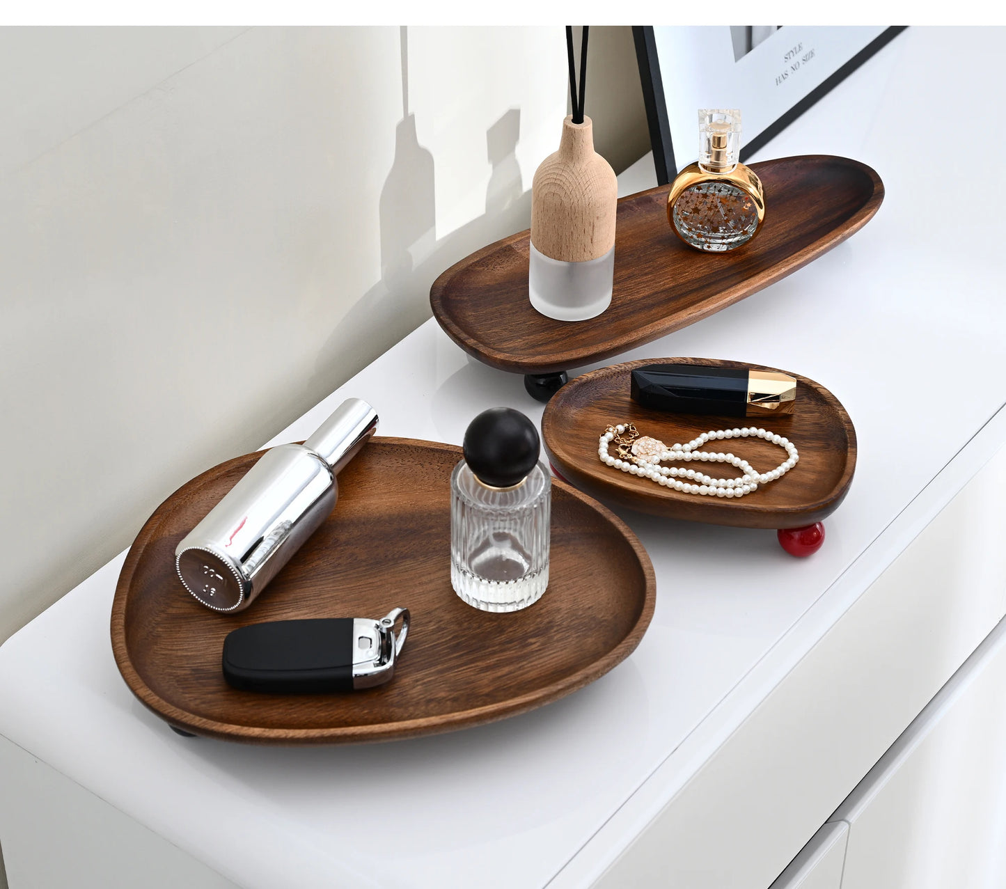 Organic-Shaped Wooden Display Tray