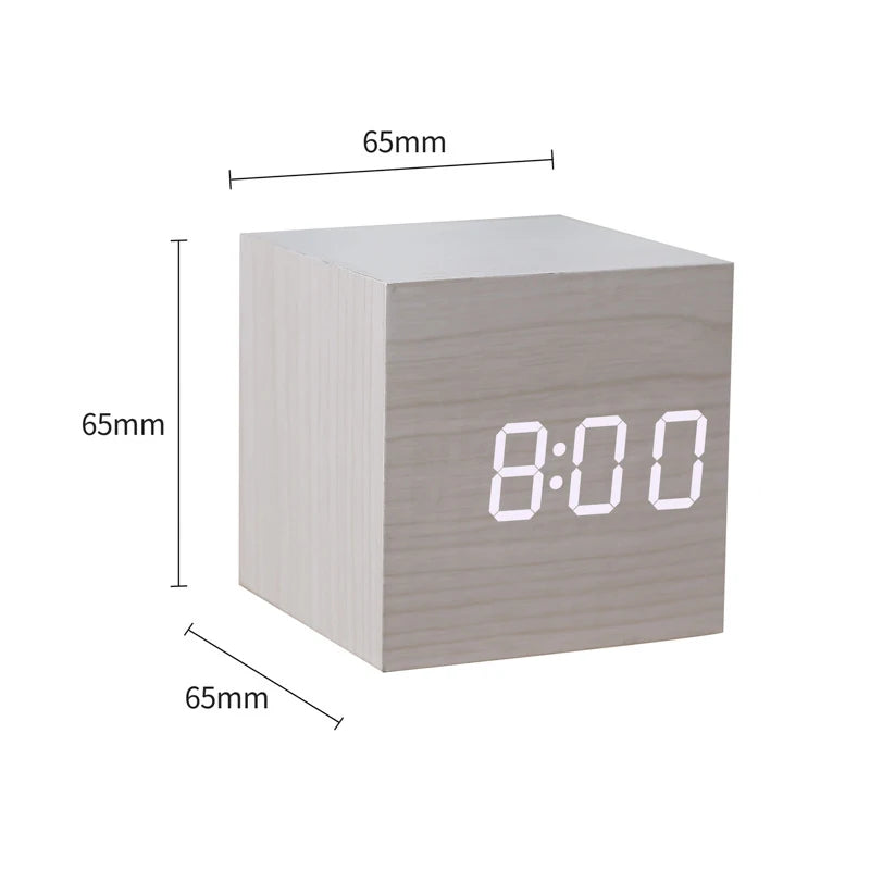 Wood-Look Voice-Control LED Alarm Clock
