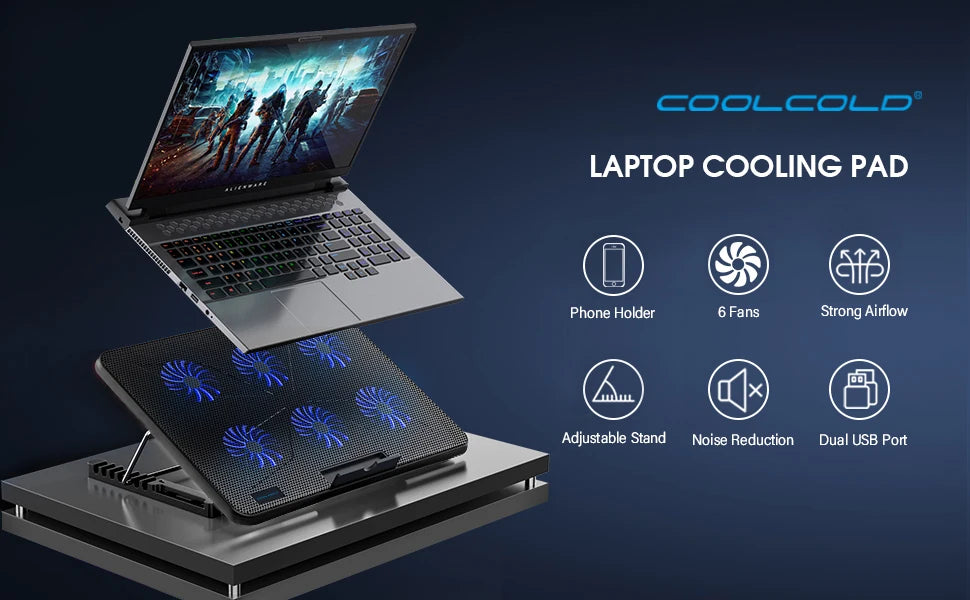 6-Fan Adjustable Laptop Cooling Stand
