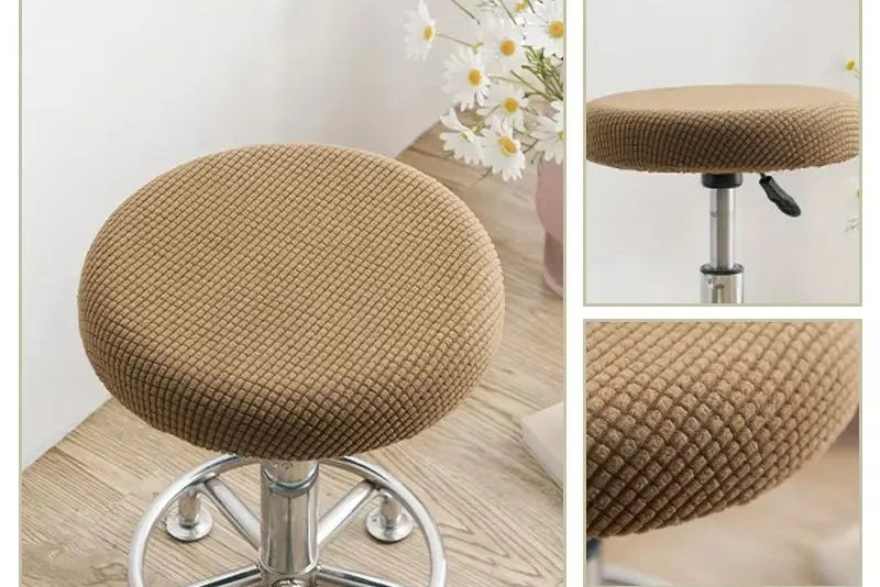 Stretch-Fit Round Stool Seat Cover
