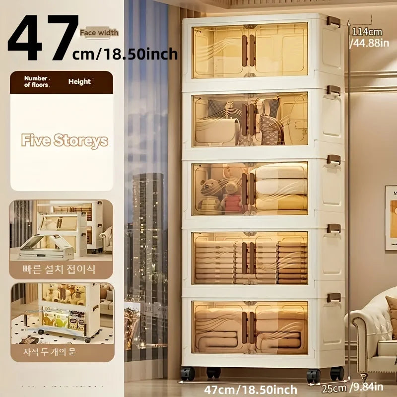 Foldable Clear-Door Storage Cabinet