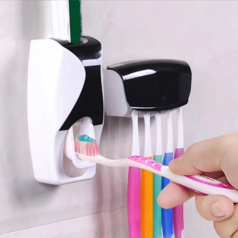 Wall-mounted toothbrush and toothpaste organizer set