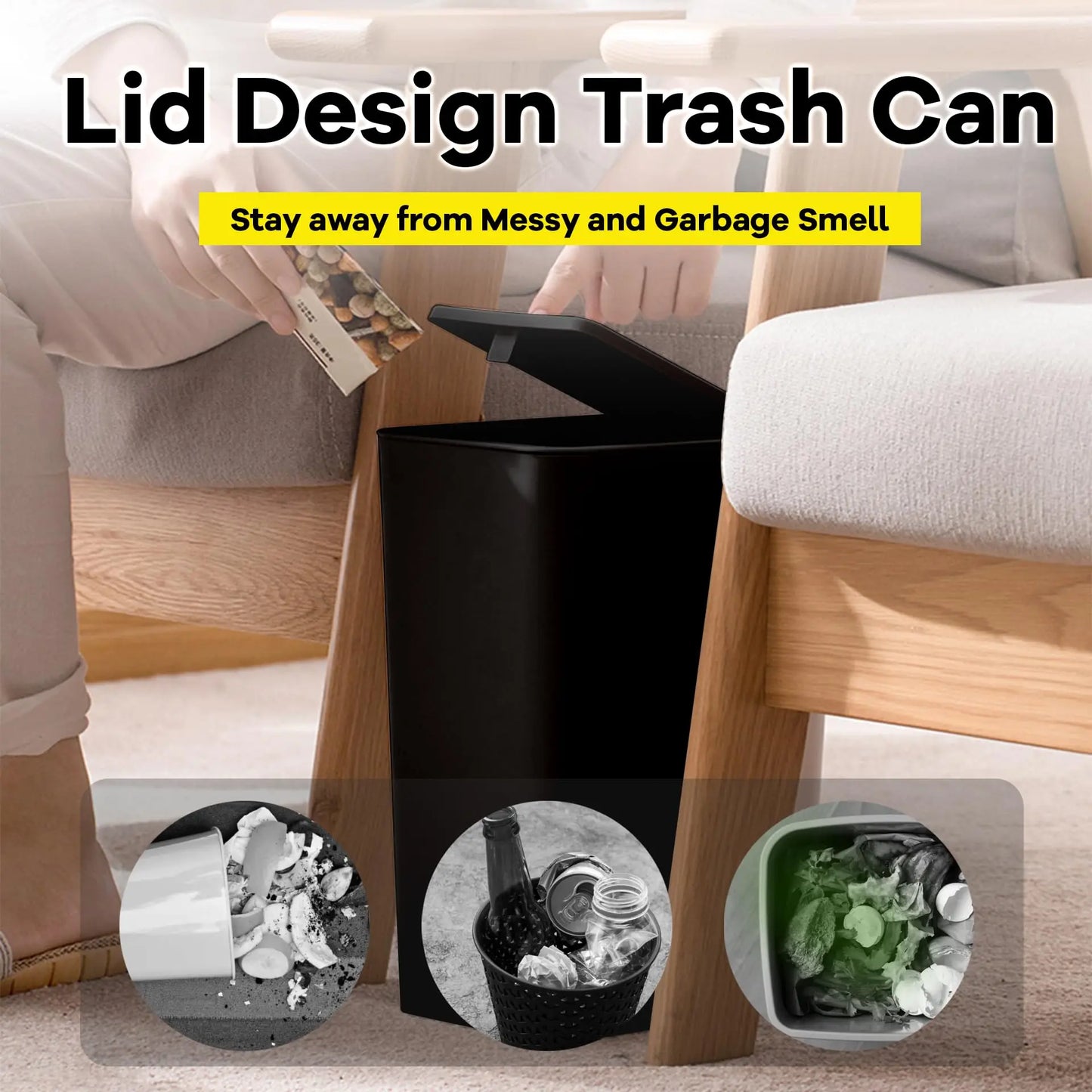 10 L Slim Press-Lid Trash Can