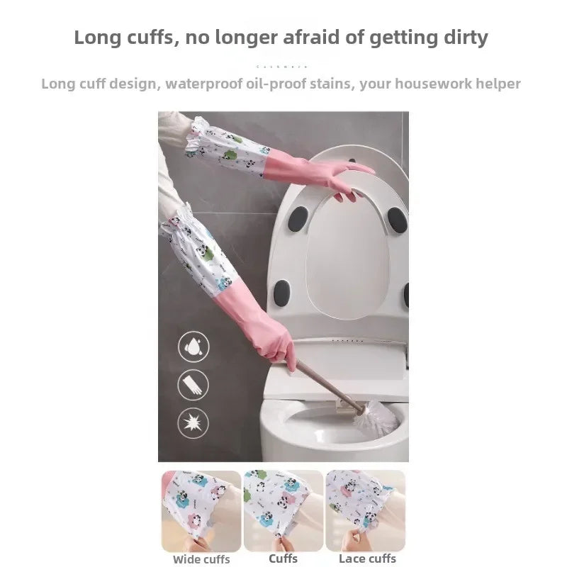 Long-Cuff Household Cleaning Gloves