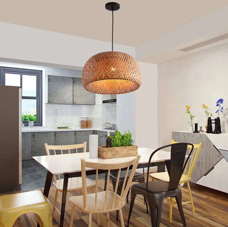 Handwoven Wicker Pendant Light
