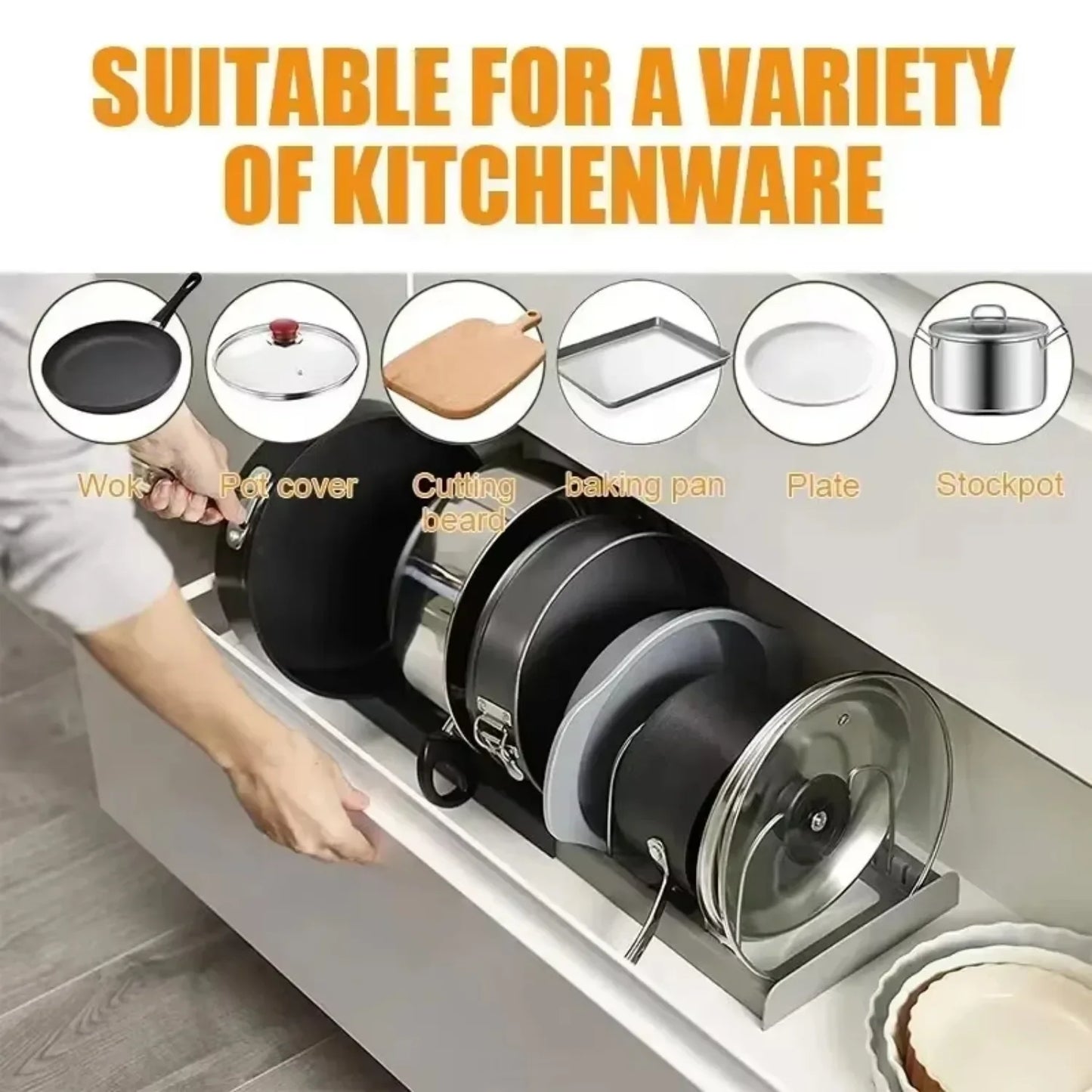 Expandable Pot & Pan Organizer Rack