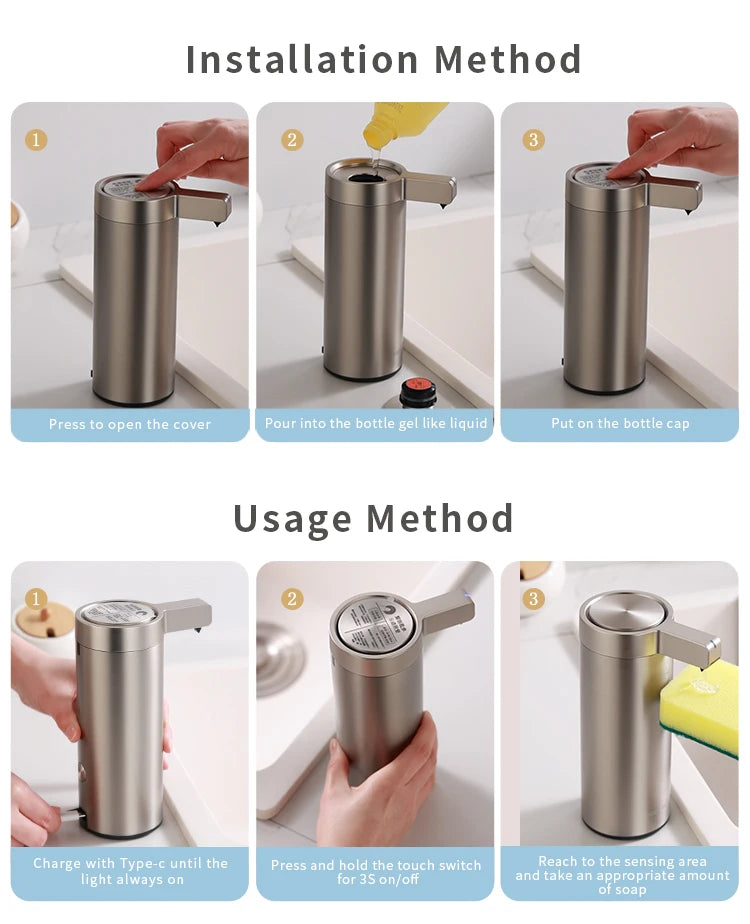 270 mL Stainless Steel Automatic Soap Dispenser