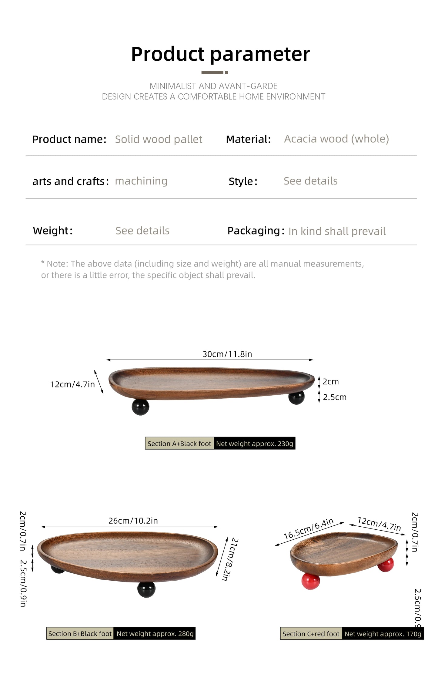 Organic-Shaped Wooden Display Tray