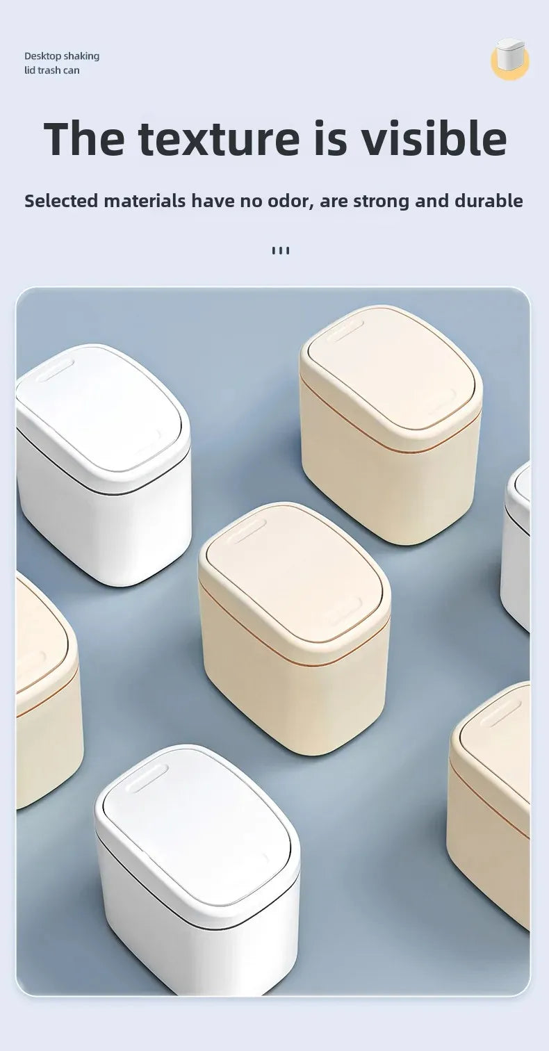 Mini Swing-Lid Desktop Trash Can