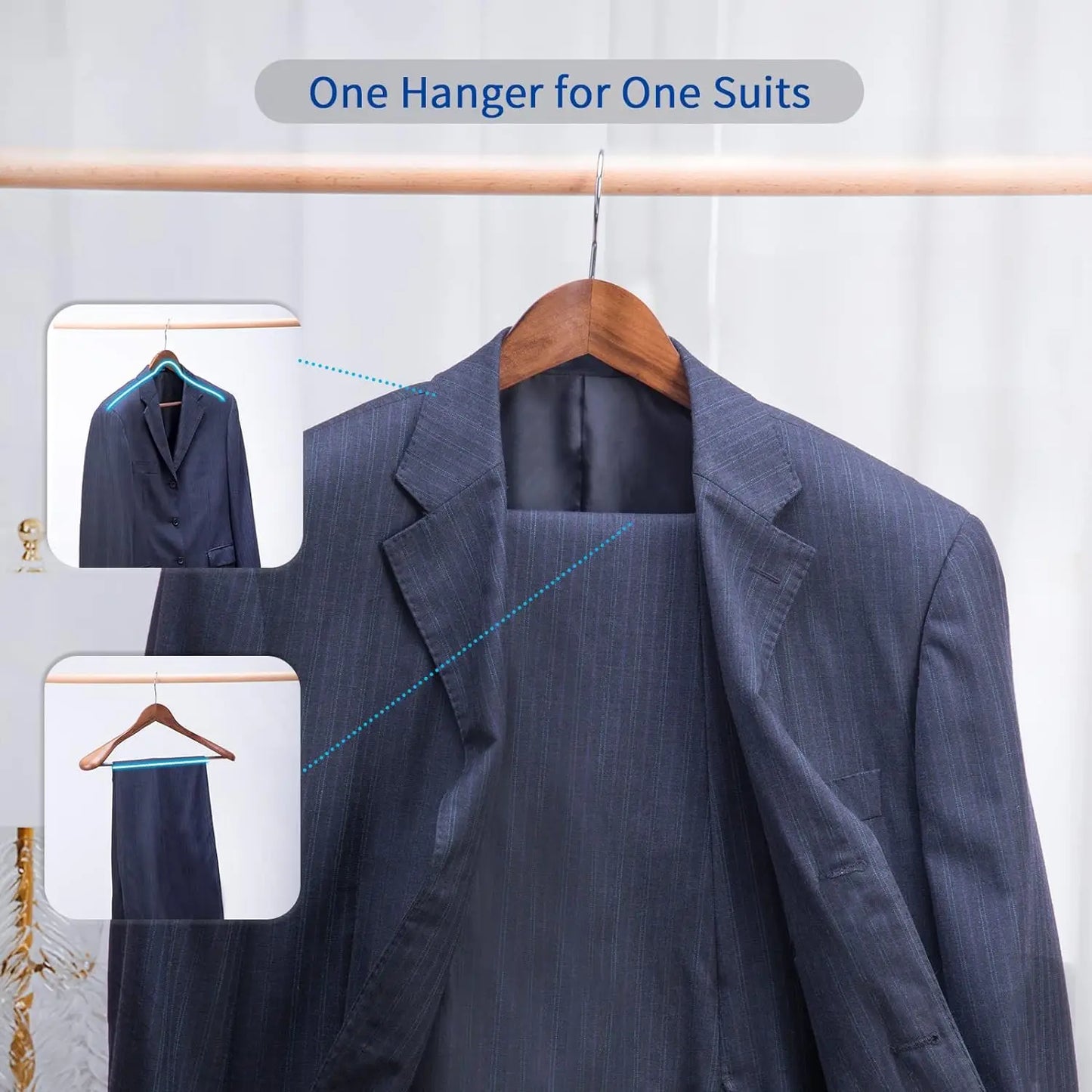 Wide-Shoulder Wooden Suit Hangers