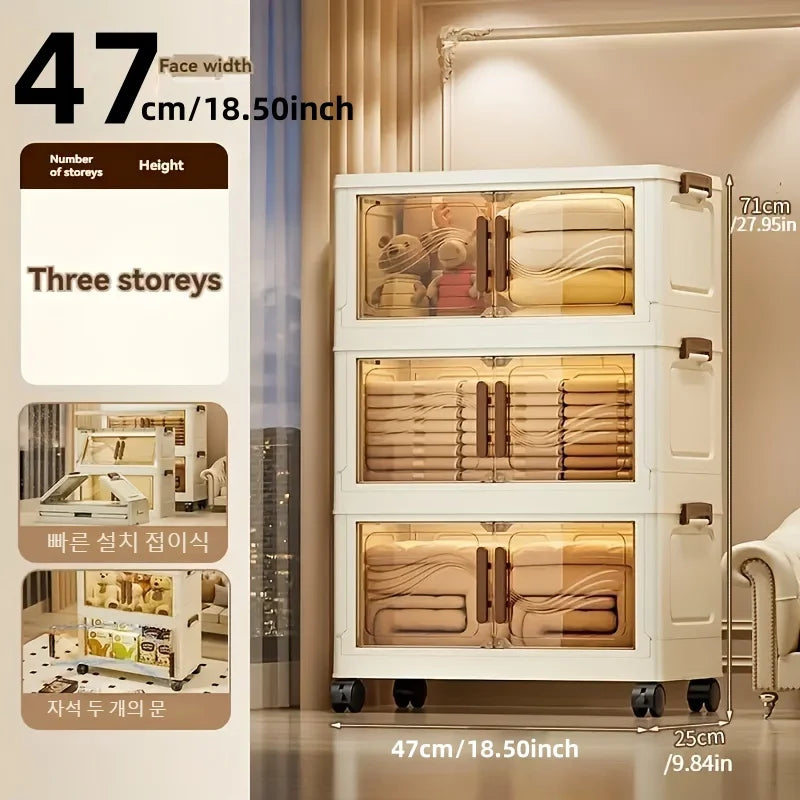 Foldable Clear-Door Storage Cabinet