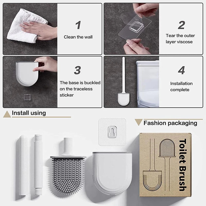 Long-Handle Wall-Mounted Toilet Brush