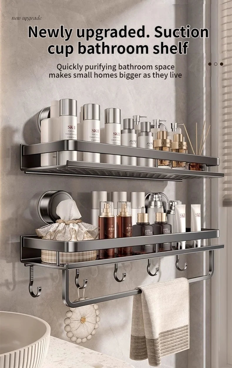 [Duplicate] Suction-Cup Aluminum Bathroom Shelf