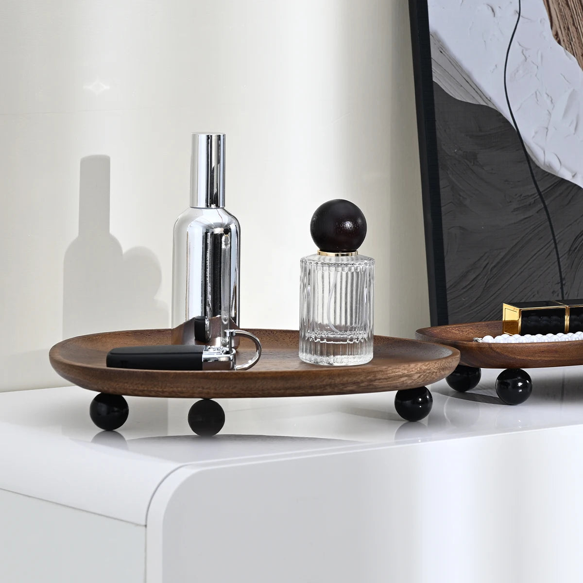 Organic-Shaped Wooden Display Tray