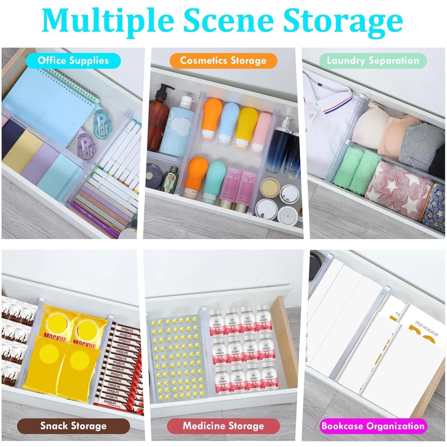 Expandable Clear Drawer Divider Set