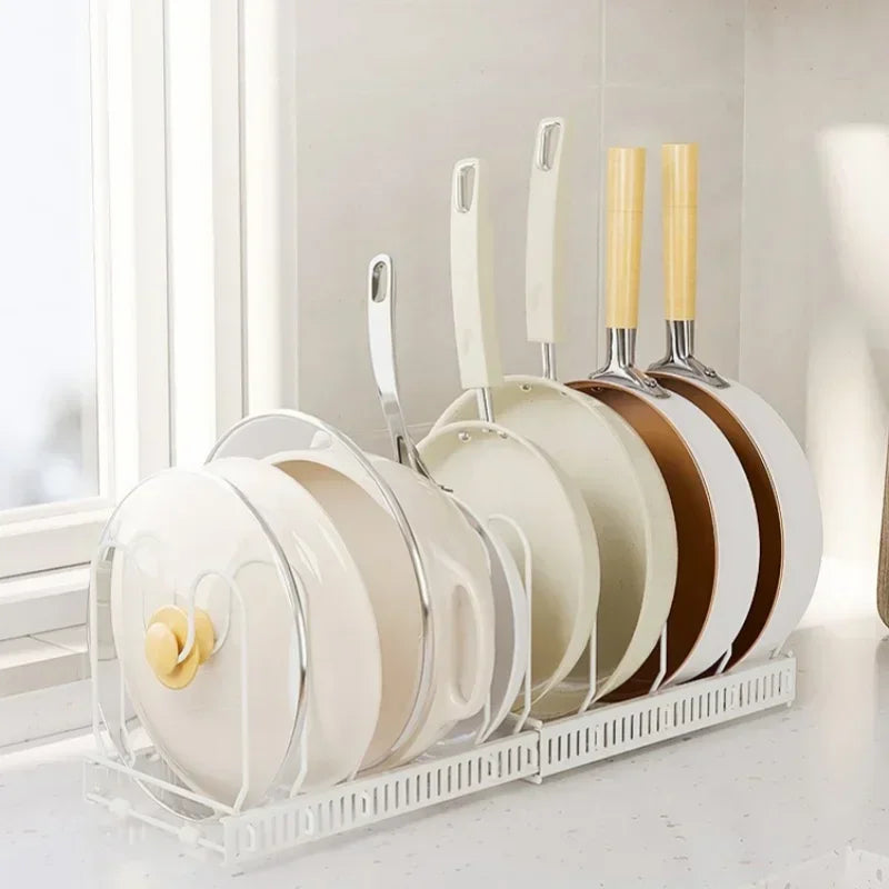 Adjustable Pot, Pan & Lid Organizer Rack